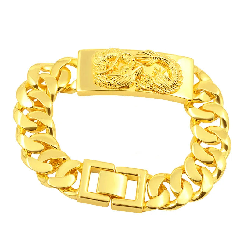 18k Dragon Pendant Bracelet Bangle for Men