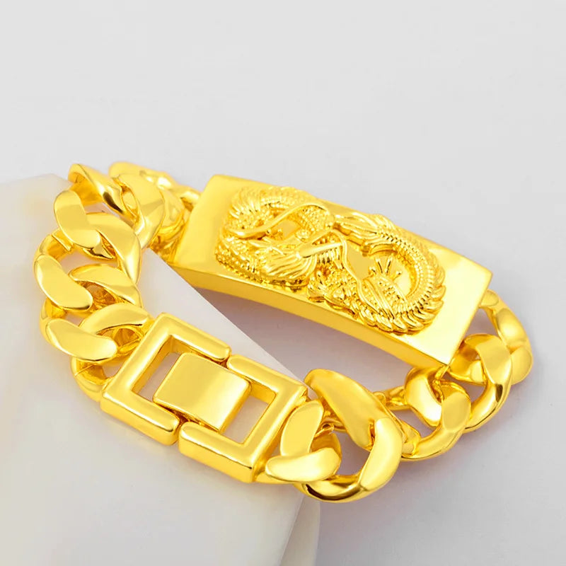18k Dragon Pendant Bracelet Bangle for Men