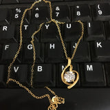 24K Gold Necklace Zircon Crystal Pendant Cross Chain Necklace