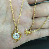 24K Gold Necklace Zircon Crystal Pendant Cross Chain Necklace