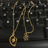 24K Leaf Pendant Cross Chain Necklace Wedding Jewelry