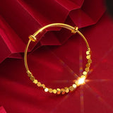 Pure 999 Bangle Bracelet for Women Party Jewelry Adjustable