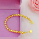 6mm Solid Ball Beads Link Chain Bracelet 24K Yellow Wedding Party Jewelry