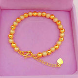 6mm Solid Ball Beads Link Chain Bracelet 24K Yellow Wedding Party Jewelry