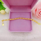 6mm Solid Ball Beads Link Chain Bracelet 24K Yellow Wedding Party Jewelry