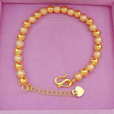 6mm Solid Ball Beads Link Chain Bracelet 24K Yellow Wedding Party Jewelry