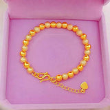 6mm Solid Ball Beads Link Chain Bracelet 24K Yellow Wedding Party Jewelry