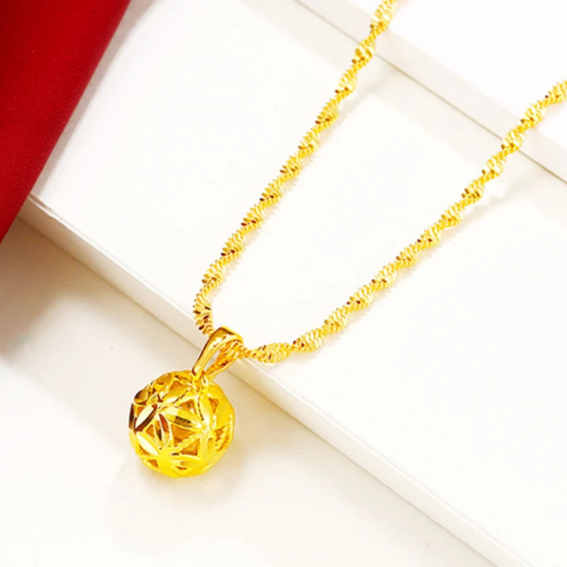 Hollow Ball Pendant Necklace Collier Femme Wedding Bridal Jewelry