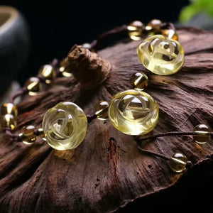 Natural Amethyst Rose Anklet Crystal Citrine Manual Weave Anklet