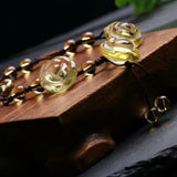 Natural Amethyst Rose Anklet Crystal Citrine Manual Weave Anklet