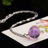 Amethyst Ball Pearl Pendant Necklace - Birthday Gift