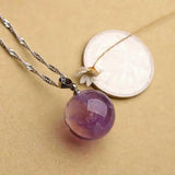Amethyst Ball Pearl Pendant Necklace - Birthday Gift