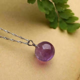Amethyst Ball Pearl Pendant Necklace - Birthday Gift