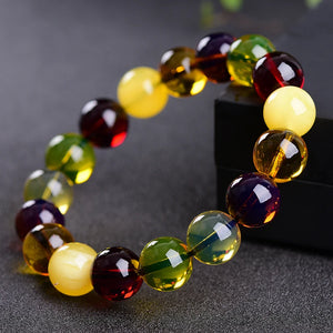 Natural Burmese Honey Wax Amber Dobao Hand String Buddha Beads Bracelet