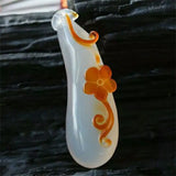 Chalcedony Carved Lucky Melon Pendant Necklace Sweater Chain