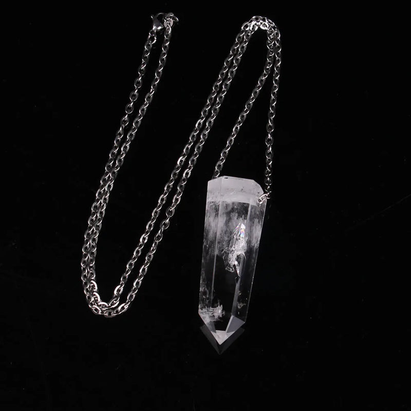 Natural Clear Crystal Quartz Pendant Necklace Women Charms Jewelry