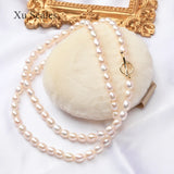 Natural Freshwater Rice-shaped Pearl Necklace Sweater Chain 5-6mm