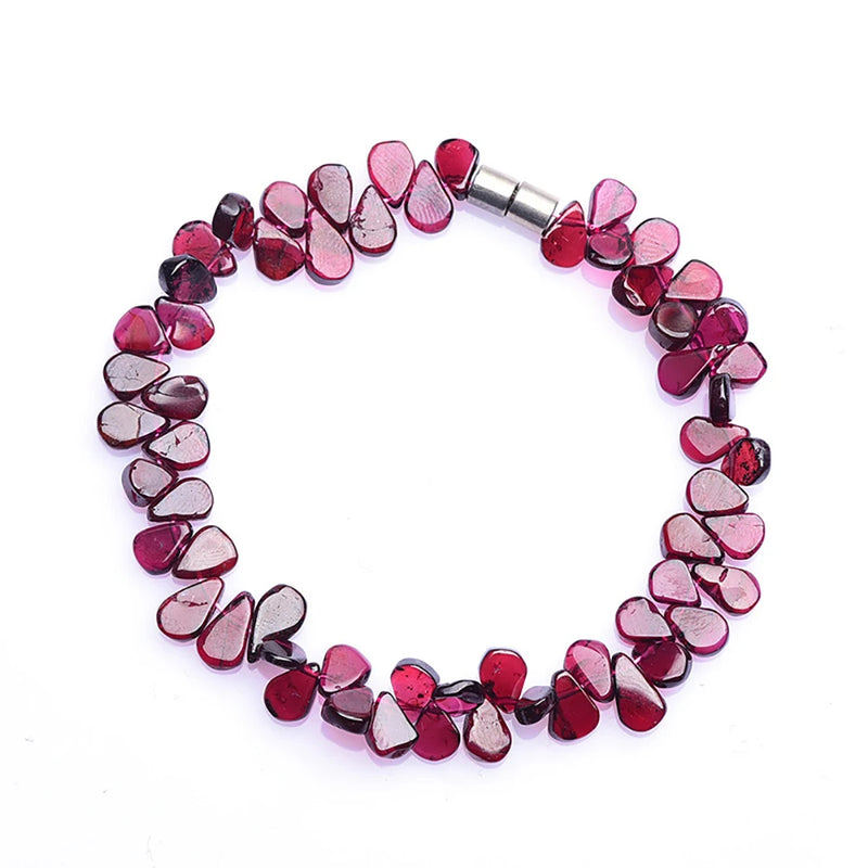 Natural Garnet Women Bracelet Magnetic Petal Gravel Jewelry