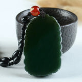 Hand Carved Qing Jade Dragon Necklace Pendant