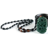 Hand Carved Qing Jade Dragon Necklace Pendant