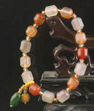 Natural Jade Red Green Beads Bangle Elastic Bracelet