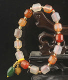 Natural Jade Red Green Beads Bangle Elastic Bracelet