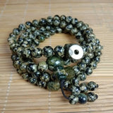 Natural Jade Tibetan Medicine Stone Golden Flower Beads Bracelet Ethnic Style