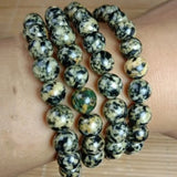 Natural Jade Tibetan Medicine Stone Golden Flower Beads Bracelet Ethnic Style