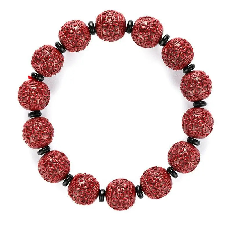 Plum Blossom Cinnabar Bracelet Raw Rock High Content Men Women