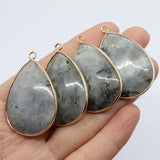 Natural Stone Water Drop Glitter Charm Pendant for Women's Necklace