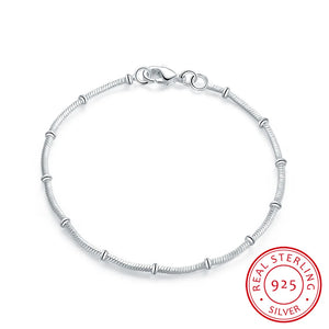 925 Sterling Silver Beads Snake Chain Bracelet for Women