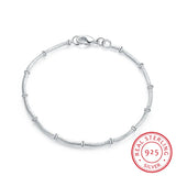 925 Sterling Silver Beads Snake Chain Bracelet for Women