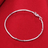 925 Sterling Silver Beads Snake Chain Bracelet for Women