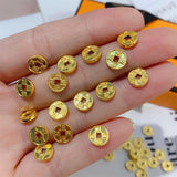 24K Yellow Pendant 3D Lucky Coin Money Bead 0.12-0.2g