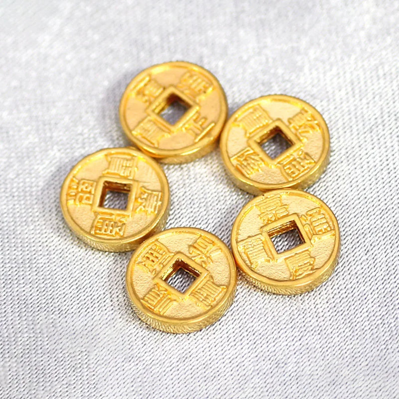 24K Yellow Pendant 3D Lucky Coin Money Bead 0.12-0.2g