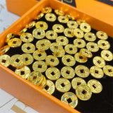 24K Yellow Pendant 3D Lucky Coin Money Bead 0.12-0.2g
