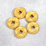 24K Yellow Pendant 3D Lucky Coin Money Bead 0.12-0.2g