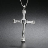 S925 Silver CZ Cross Pendant Necklace for Women