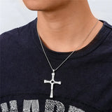 S925 Silver CZ Cross Pendant Necklace for Women