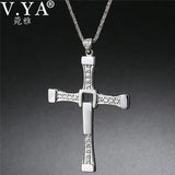 S925 Silver CZ Cross Pendant Necklace for Women