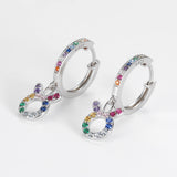 S925 Silver Constellation Hoop Earrings with Zircon Pendant