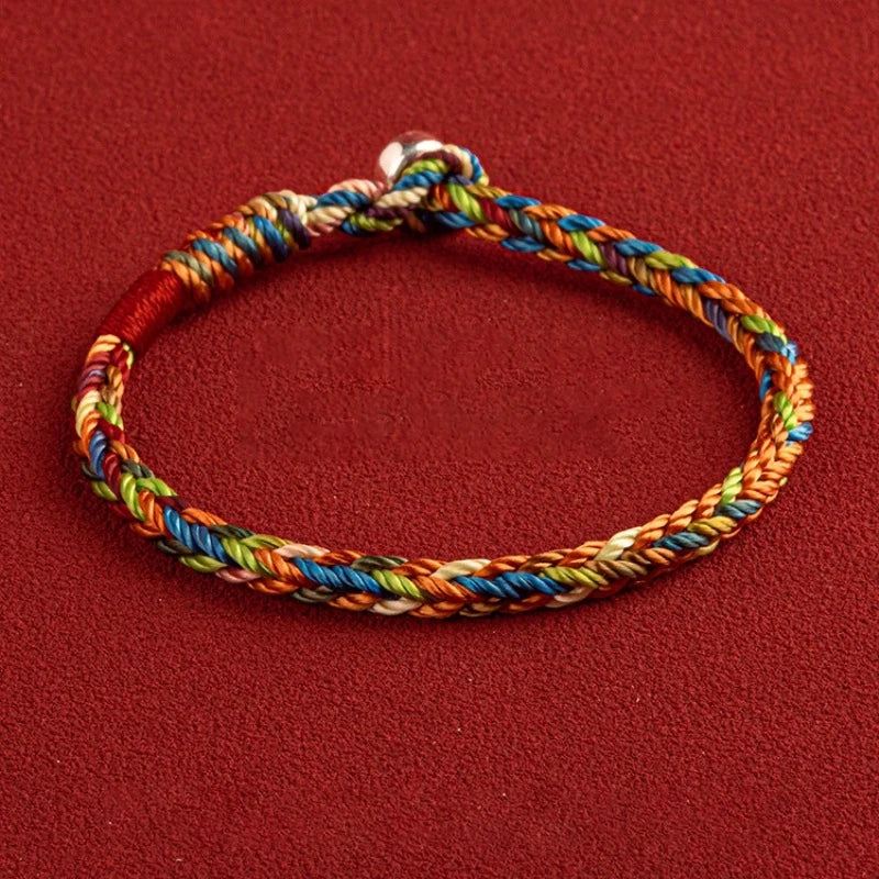 S925 Silver Clasp Colorful Braided Rope Bracelet Lucky Gift
