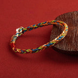 S925 Silver Clasp Colorful Braided Rope Bracelet Lucky Gift