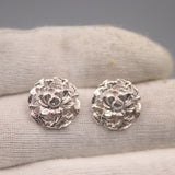 S925 Sterling Silver Hollow Peony Flower Earrings Stud 16*14mm