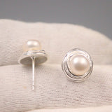 S925 Sterling Silver Pearl Ball Earrings Stud 18*11mm