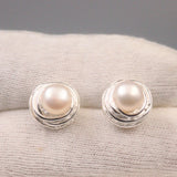 S925 Sterling Silver Pearl Ball Earrings Stud 18*11mm