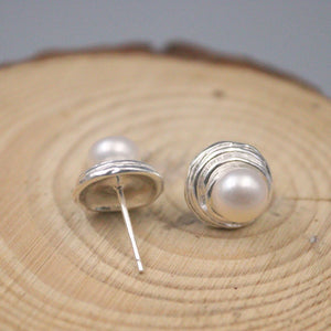 S925 Sterling Silver Pearl Ball Earrings Stud 18*11mm