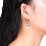 S925 Sterling Silver Crystal Flower Earrings Wedding Bride Gift