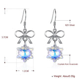 S925 Sterling Silver Crystal Flower Earrings Wedding Bride Gift