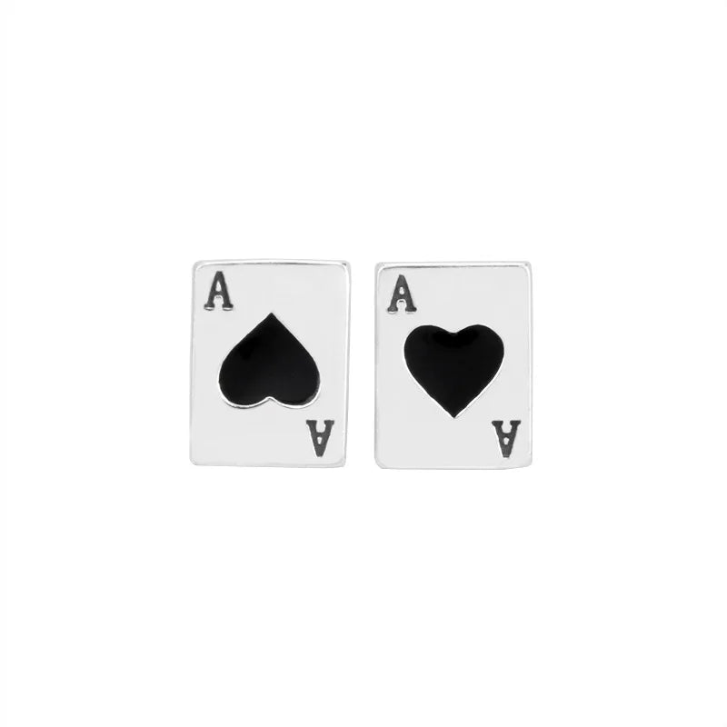 Vintage Poker A Stud Earrings S925 Silver